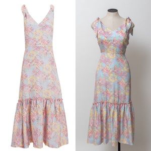 Warm Georgia Silk Floral Jacquard Midi Dress